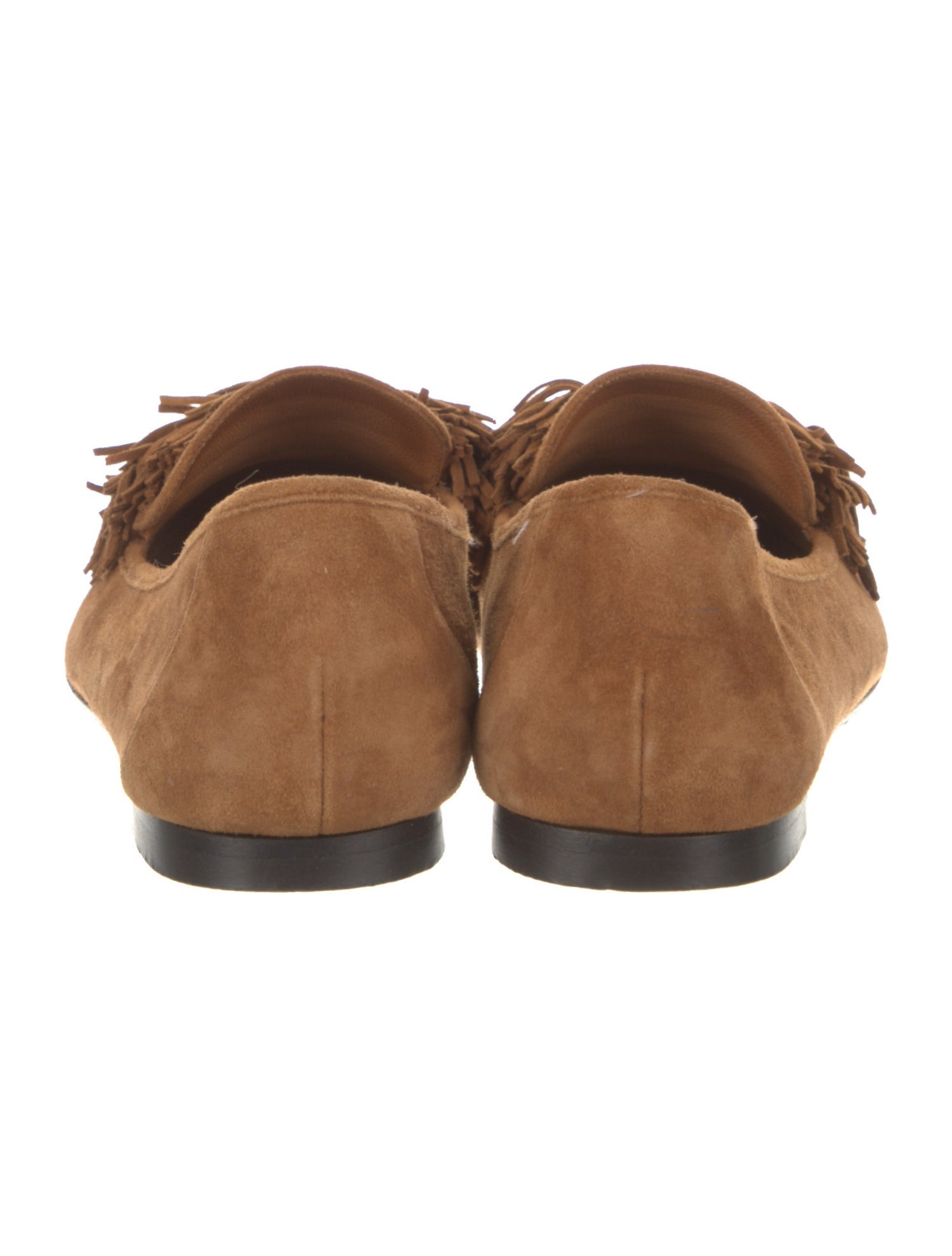 Aquazzura Suede Fringe Trim Accent Loafers